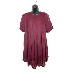 Aritzia Wilfred Sonore Pintucked Pleated Mini  Dress Plum XS Lightweight